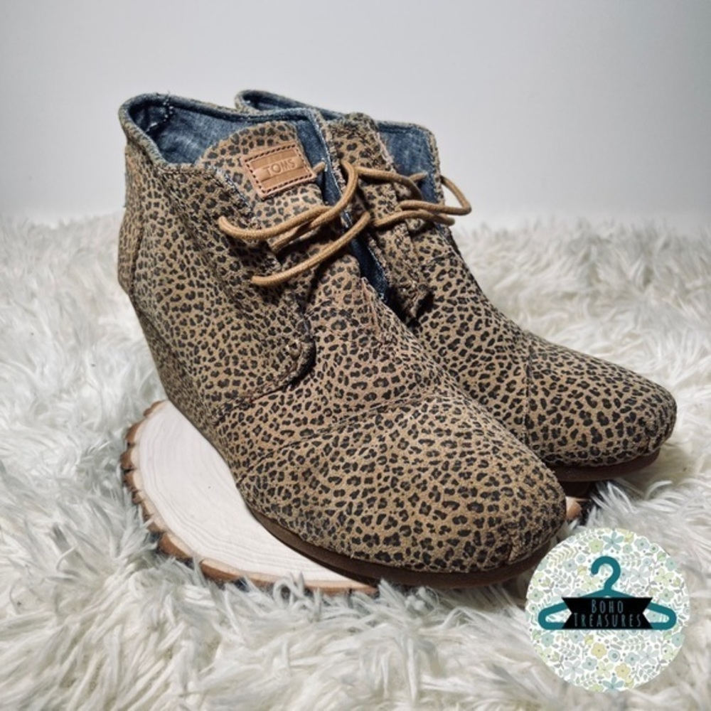 TOMS Kala Desert Wedge Bootie Cheetah Print - Women’s 10